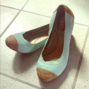 Light blue round toe flats